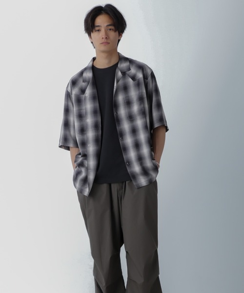 NANO universe（ナノユニバース）の「レーヨンオンブレチェックシャツ 半袖（シャツ/ブラウス・メンズ・グレー/ブルー/ブラック・S/M/L/XL）」の20枚目の写真