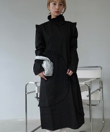 sanself サンセルフ ミニワンピース　ドレス　フリルトップス　襟付き SANSeLF（サンセルフ）の「half turtleneck dress【SANSeLF