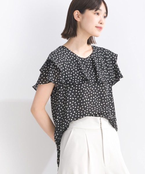 PICCIN PERLA（ピッチンペルラ）の「ラッフルカラーハートブラウス（シャツ/ブラウス・レディース・オフホワイト/ブラック・M）」の13枚目の写真