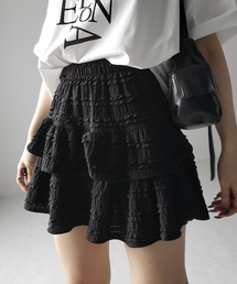 me+em select | 【 インパン裏地付 】レースフリルティアードボリュームミニスカート ／ lace frill tiered volume mini skirt(スカート)