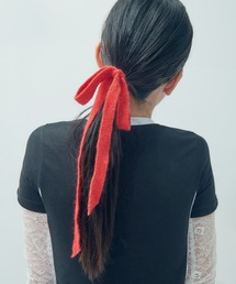 GOLDY(ゴールディ)のニット リボン ロング ヘアカフ(ヘアゴム)