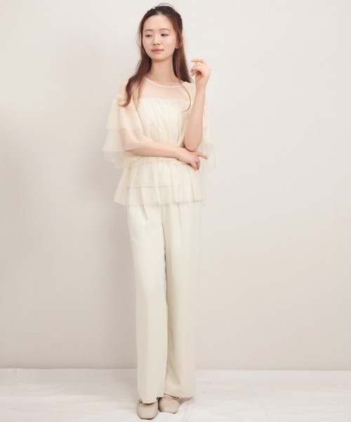 SAISON DE PAPILLON(セゾンドパピヨン)の「7分袖丈ティアードチュールブラウス(シャツ/ブラウス・レディース・ブラック/グレー/アイボリー・M)」の9枚目の写真