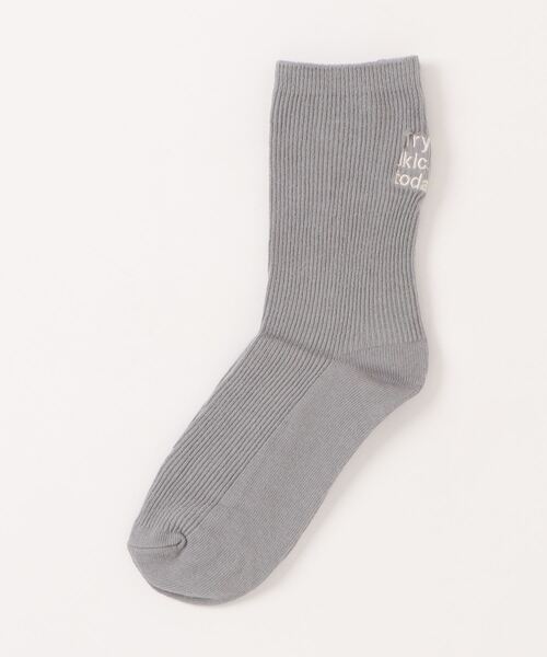 BARELY BLUE（ベアリーブルー）の「【 BARELY BLUE / ベアリーブルー 】 バッグ メッセージ 刺繍 ソックス（ソックス/靴下・レディース・ブルー/ホワイト/ブラック/グレー/ブラウン/ピンク・FREE）」の12枚目の写真