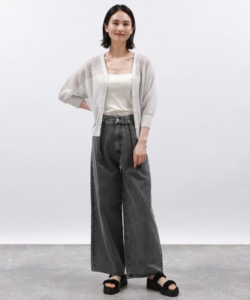 LAKOLE（ラコレ）の「透かし編みVネックカーディガン / 124152（カーディガン/ボレロ・レディース・ブラック/ブルー/オフホワイト/グレー・FREE）」の22枚目の写真