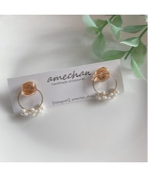 VIBGYOR（ヴィブジョー）の「【amechan】ボヌール（ピアス）(MA)（ピアス（両耳用）・レディース・クリア/その他/オレンジ・FREE）」の2枚目の写真