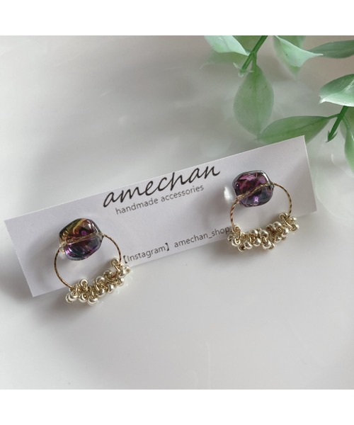 VIBGYOR（ヴィブジョー）の「【amechan】ボヌール（ピアス）(MA)（ピアス（両耳用）・レディース・クリア/その他/オレンジ・FREE）」の3枚目の写真