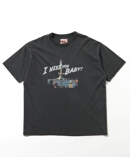 FREAK'S STORE（フリークスストア）の「限定展開 I Need You Baby/アイニーヂューベイべー Pigment Rocket TEE（Tシャツ/カットソー・メンズ・ホワイト/ブラック・SMALL/MEDIUM/LARGE）」の3枚目の写真
