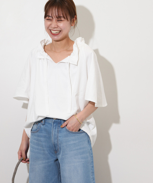 JOURNAL STANDARD relume - ジャーナルスタンダードレリューム　フリルリボンTシャツ　ホワイト WEB限定追加3》フリルリボンTシャツ（Tシャツ/カットソー