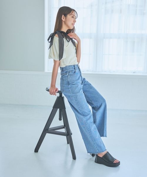 mysty woman（ミスティウーマン）の「【WEB限定】ショルダーリボンニットプルオーバー　135542（ニット/セーター・レディース・ライトベージュ/ブラック/オフホワイト・FREE）」の15枚目の写真