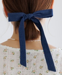 flower | デニムリボンピン(ヘアピン)