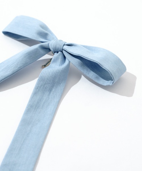 flower（フラワー）の「デニムリボンピン（ヘアピン・レディース・ネイビー/ライトブルー・FREE）」の5枚目の写真