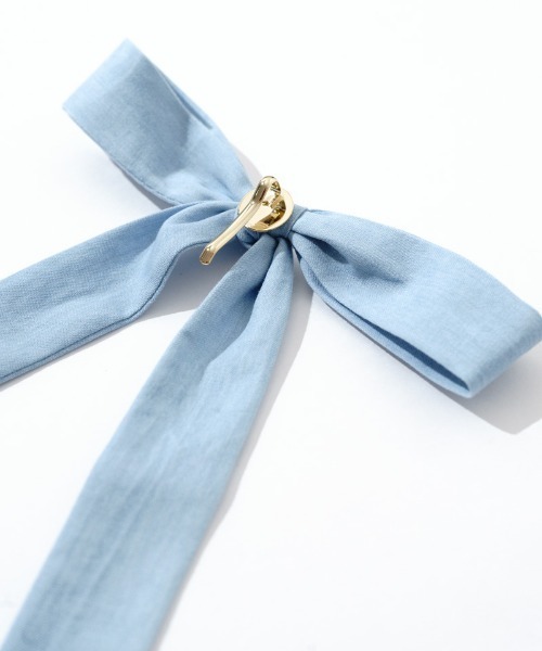 flower（フラワー）の「デニムリボンピン（ヘアピン・レディース・ネイビー/ライトブルー・FREE）」の6枚目の写真