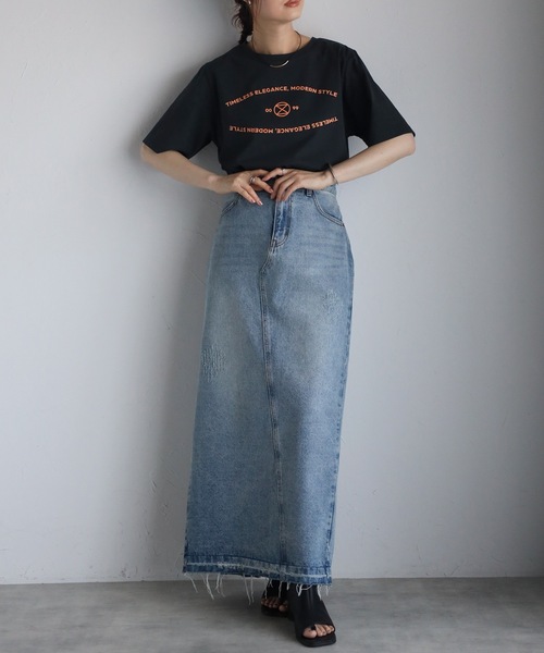 ＆HALF（アンドハーフ）の「TIMELESSロゴTシャツ（Tシャツ/カットソー・レディース・オフホワイト/スミクロ・M）」の19枚目の写真