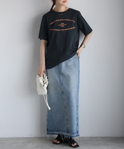 ＆HALF（アンドハーフ）の「TIMELESSロゴTシャツ（Tシャツ/カットソー・レディース・オフホワイト/スミクロ・M）」の18枚目の写真