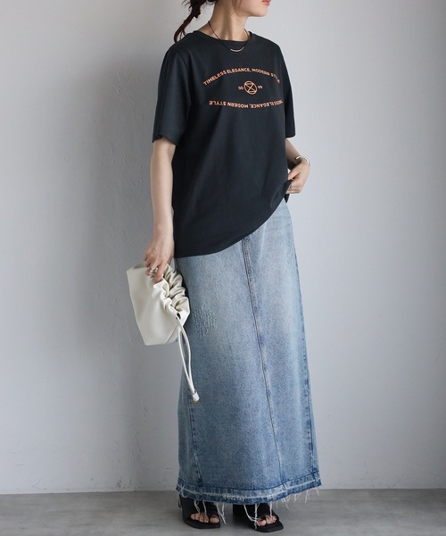 ＆HALF（アンドハーフ）の「TIMELESSロゴTシャツ（Tシャツ/カットソー・レディース・オフホワイト/スミクロ・M）」の16枚目の写真