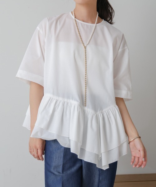 Bou Jeloud（ブージュルード）の「ペプラムフリルＴシャツブラウス（シャツ/ブラウス・レディース・ブルー/オフホワイト/ブラック/オレンジ・38）」の9枚目の写真