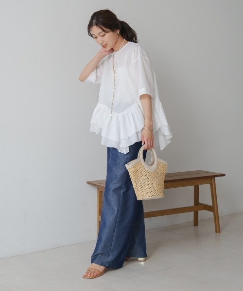 Bou Jeloud（ブージュルード）の「ペプラムフリルＴシャツブラウス（シャツ/ブラウス・レディース・ブルー/オフホワイト/ブラック/オレンジ・38）」の10枚目の写真