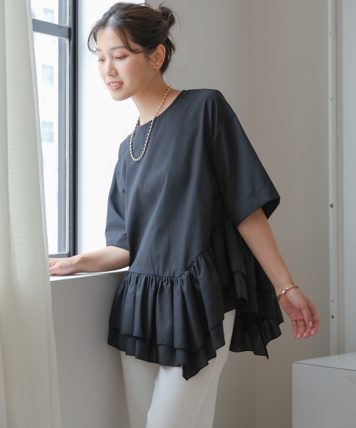 Bou Jeloud（ブージュルード）の「ペプラムフリルＴシャツブラウス（シャツ/ブラウス・レディース・ブルー/オフホワイト/ブラック/オレンジ・38）」の12枚目の写真