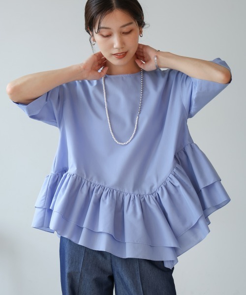 Bou Jeloud（ブージュルード）の「ペプラムフリルＴシャツブラウス（シャツ/ブラウス・レディース・ブルー/オフホワイト/ブラック/オレンジ・38）」の19枚目の写真