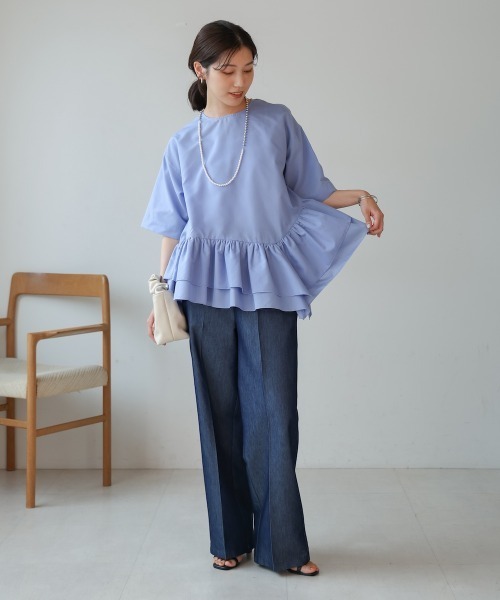 Bou Jeloud（ブージュルード）の「ペプラムフリルＴシャツブラウス（シャツ/ブラウス・レディース・ブルー/オフホワイト/ブラック/オレンジ・38）」の22枚目の写真