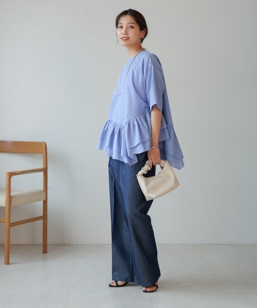 Bou Jeloud（ブージュルード）の「ペプラムフリルＴシャツブラウス（シャツ/ブラウス・レディース・ブルー/オフホワイト/ブラック/オレンジ・38）」の20枚目の写真