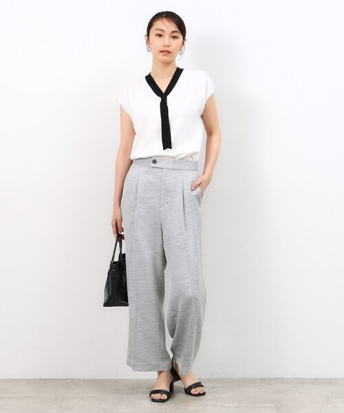 OPAQUE.CLIP（オペークドットクリップ）の「◆メランジワイドストレートパンツ【洗濯機洗い可】（その他パンツ・レディース・ブラック/ブルー系その他・42/40/38）」の9枚目の写真