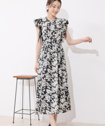 Jayro | ラインフラワー袖フリルワンピース(ワンピース)