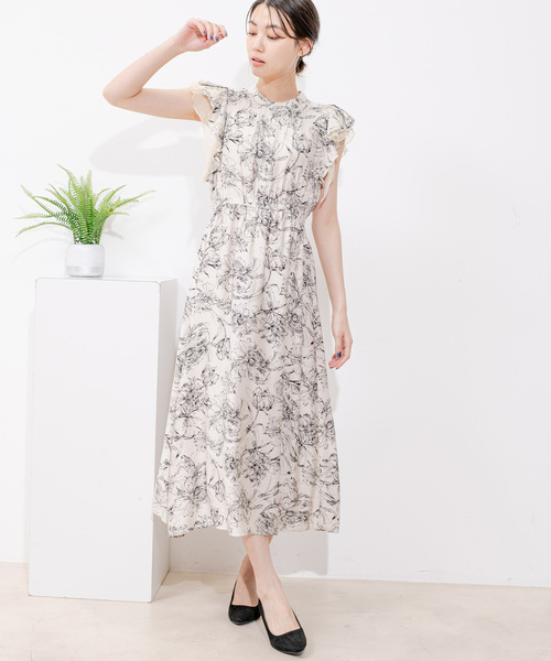 Jayro（ジャイロ）の「ラインフラワー袖フリルワンピース（ワンピース・レディース・ブラック系その他/ホワイト系その他・M）」の21枚目の写真