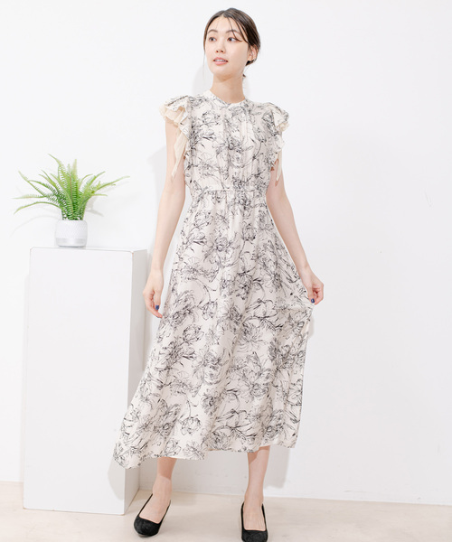 Jayro（ジャイロ）の「ラインフラワー袖フリルワンピース（ワンピース・レディース・ブラック系その他/ホワイト系その他・M）」の20枚目の写真