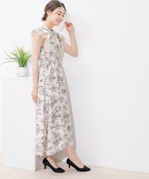 Jayro（ジャイロ）の「ラインフラワー袖フリルワンピース（ワンピース・レディース・ブラック系その他/ホワイト系その他・M）」の19枚目の写真