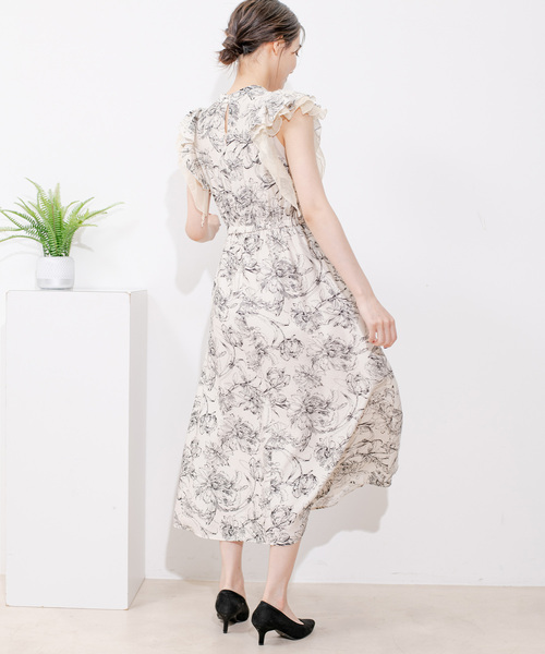 Jayro（ジャイロ）の「ラインフラワー袖フリルワンピース（ワンピース・レディース・ブラック系その他/ホワイト系その他・M）」の18枚目の写真