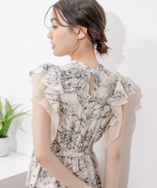 Jayro（ジャイロ）の「ラインフラワー袖フリルワンピース（ワンピース・レディース・ブラック系その他/ホワイト系その他・M）」の17枚目の写真