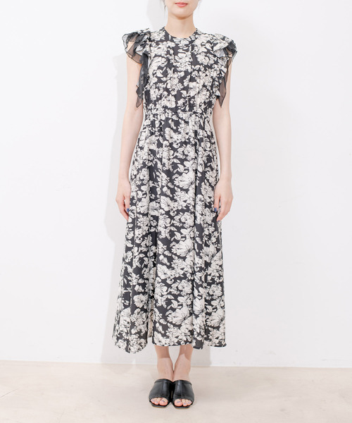 Jayro（ジャイロ）の「ラインフラワー袖フリルワンピース（ワンピース・レディース・ブラック系その他/ホワイト系その他・M）」の16枚目の写真