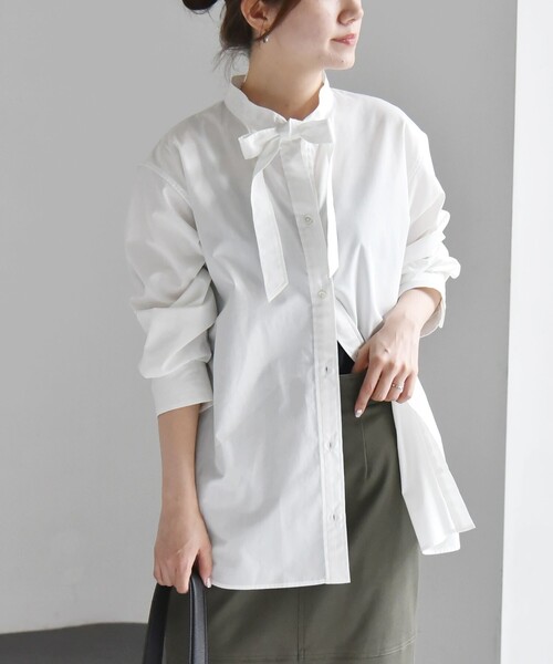 【セール】quaranciel:〈洗濯機可能〉REPREVE ボウタイ ブラウス シャツ（シャツ/ブラウス）｜quaranciel（カランシエル）