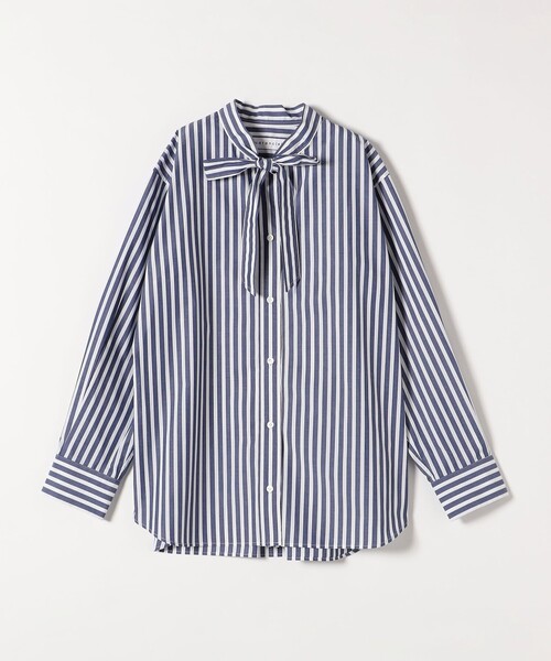 quaranciel(カランシエル)の「quaranciel:〈洗濯機可能〉REPREVE ボウタイ ブラウス シャツ(シャツ/ブラウス・レディース・ネイビー/ホワイト・36/38)」の12枚目の写真