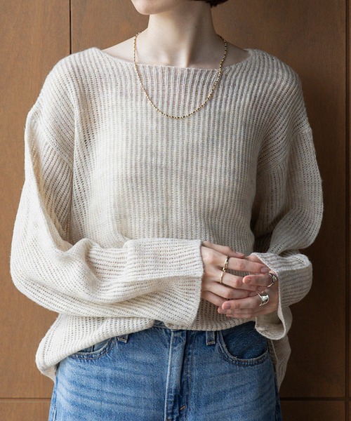 meilmada(メイルマダ)の「ソフトシアールーズニット(ニット/セーター・レディース・ベージュ/イエロー/チャコールグレー/モカ/ライトグリーン・FREE)」の3枚目の写真