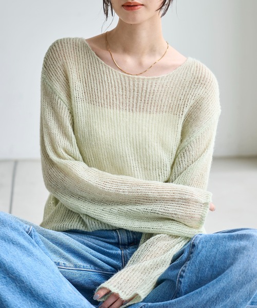 meilmada(メイルマダ)の「ソフトシアールーズニット(ニット/セーター・レディース・ベージュ/イエロー/チャコールグレー/モカ/ライトグリーン・FREE)」の4枚目の写真