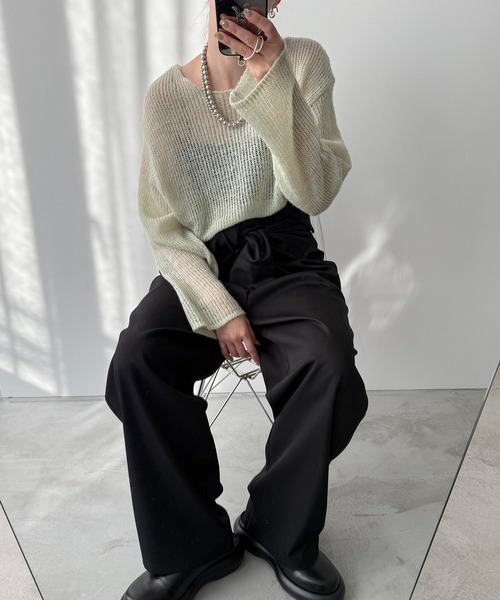 meilmada(メイルマダ)の「ソフトシアールーズニット(ニット/セーター・レディース・ベージュ/イエロー/チャコールグレー/モカ/ライトグリーン・FREE)」の6枚目の写真