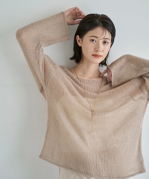 meilmada(メイルマダ)の「ソフトシアールーズニット(ニット/セーター・レディース・ベージュ/イエロー/チャコールグレー/モカ/ライトグリーン・FREE)」の7枚目の写真