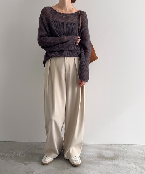 meilmada(メイルマダ)の「ソフトシアールーズニット(ニット/セーター・レディース・ベージュ/イエロー/チャコールグレー/モカ/ライトグリーン・FREE)」の14枚目の写真