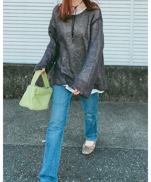 meilmada(メイルマダ)の「ソフトシアールーズニット(ニット/セーター・レディース・ベージュ/イエロー/チャコールグレー/モカ/ライトグリーン・FREE)」の12枚目の写真