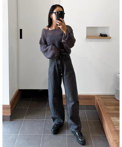 meilmada(メイルマダ)の「ソフトシアールーズニット(ニット/セーター・レディース・ベージュ/イエロー/チャコールグレー/モカ/ライトグリーン・FREE)」の16枚目の写真