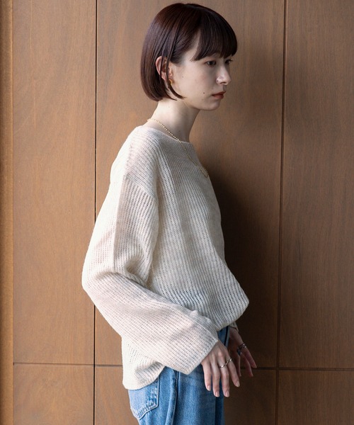 meilmada(メイルマダ)の「ソフトシアールーズニット(ニット/セーター・レディース・ベージュ/イエロー/チャコールグレー/モカ/ライトグリーン・FREE)」の21枚目の写真