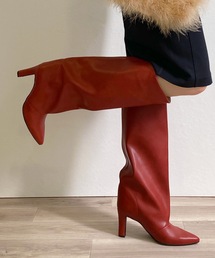 MAMIAN | ポインテッドトゥ ワイドシャフト ロングブーツ (8.0cmヒール)(ブーツ)