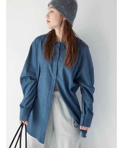 Ungrid(アングリッド)の「ビッグシルエットシャツ(シャツ/ブラウス・レディース・その他1/オフホワイト/ブルー・FREE)」の8枚目の写真