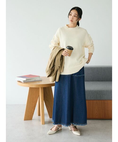 CRAFT STANDARD BOUTIQUE(クラフトスタンダードブティック)の「デニム切替スカート(デニムスカート・レディース・インディゴブルー/ナチュラル/ブラック・L/M)」の12枚目の写真