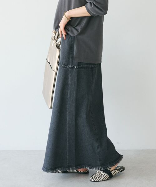 CRAFT STANDARD BOUTIQUE(クラフトスタンダードブティック)の「デニム切替スカート(デニムスカート・レディース・インディゴブルー/ナチュラル/ブラック・L/M)」の8枚目の写真
