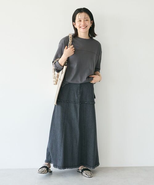 CRAFT STANDARD BOUTIQUE(クラフトスタンダードブティック)の「デニム切替スカート(デニムスカート・レディース・インディゴブルー/ナチュラル/ブラック・L/M)」の7枚目の写真