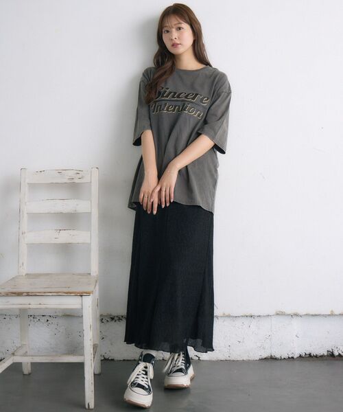 RETRO GIRL(レトロガール)の「ピグメントBIGTEE(Tシャツ/カットソー・レディース・チャコールグレー/ブルー・FREE)」の6枚目の写真