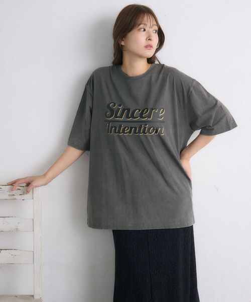 RETRO GIRL(レトロガール)の「ピグメントBIGTEE(Tシャツ/カットソー・レディース・チャコールグレー/ブルー・FREE)」の10枚目の写真
